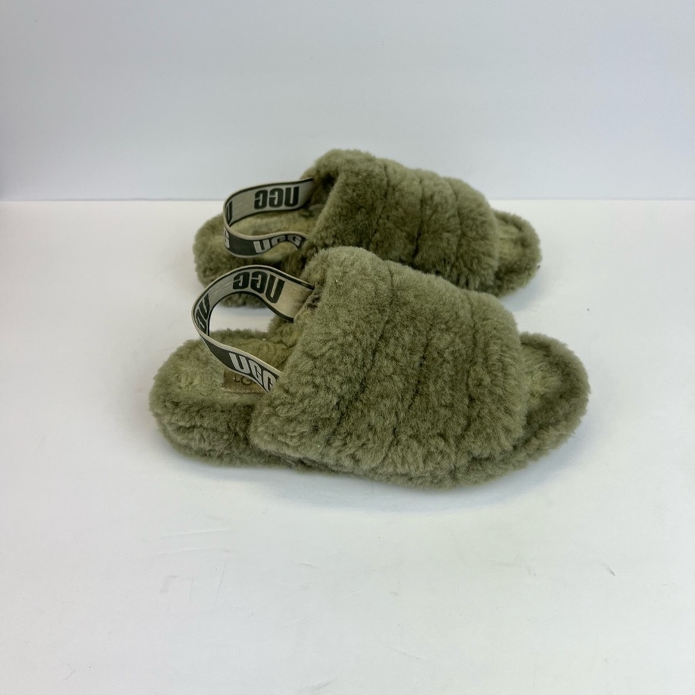 Women's Shoes UGG FLUFF YEAH SLIDE Sheepskin Slipper Sandals 1095119 BURNT OLIVE
